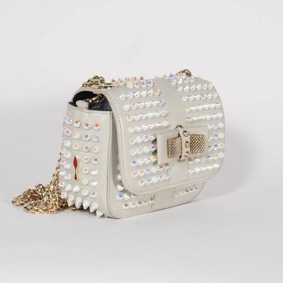 Christian Louboutin Studded Bow Neutral Leather Mini Crossbody Bag - Picture 8 of 12